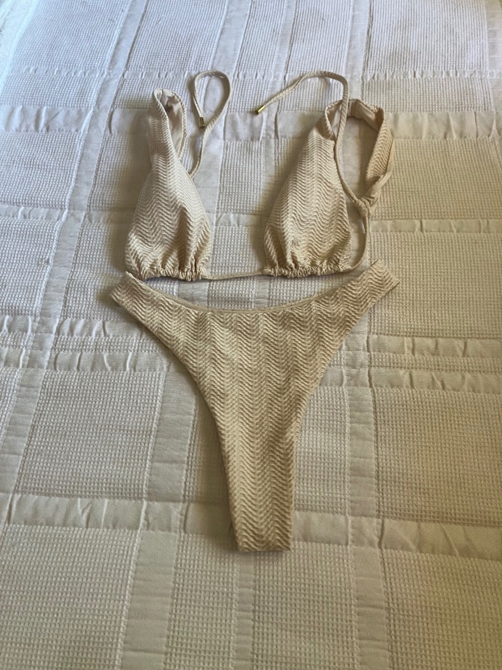 Monday Swimwear Bikini, Tan quilted design